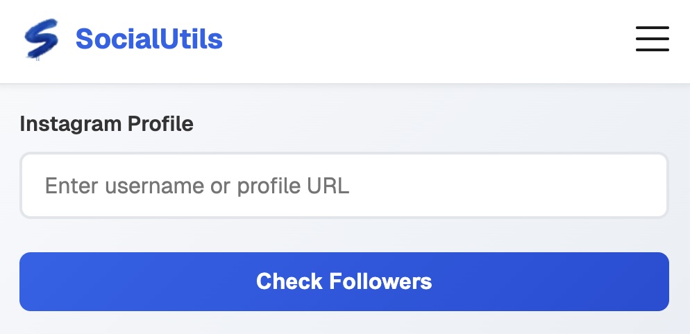 SocialUtils unfollowers tracker interface showing simple username input field