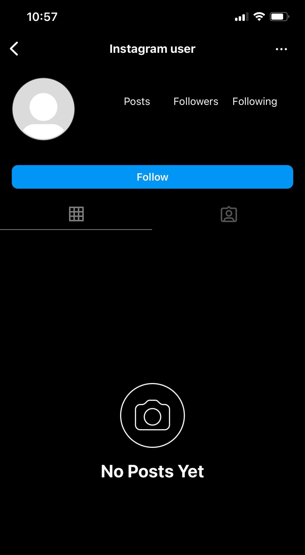 Screenshot showing an inactive Instagram profile with old posts