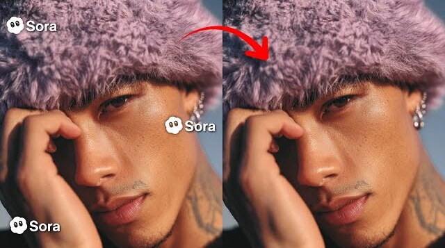 Comparison showing Sora video before and after watermark removal