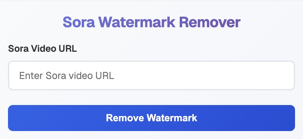 SocialUtils Sora watermark remover interface showing simple URL input